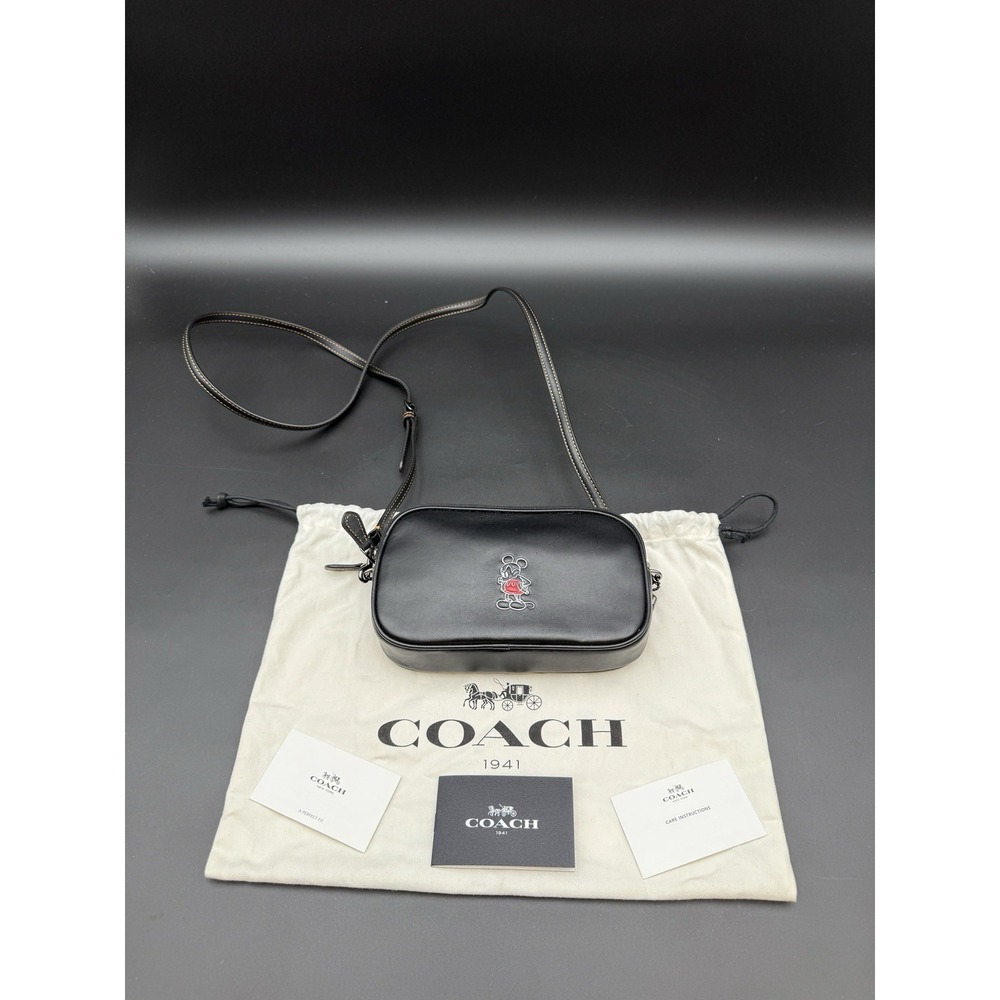 COACH x DISNEY Collection - MICKEY Crossbody Clutch Black Leather Bag‎